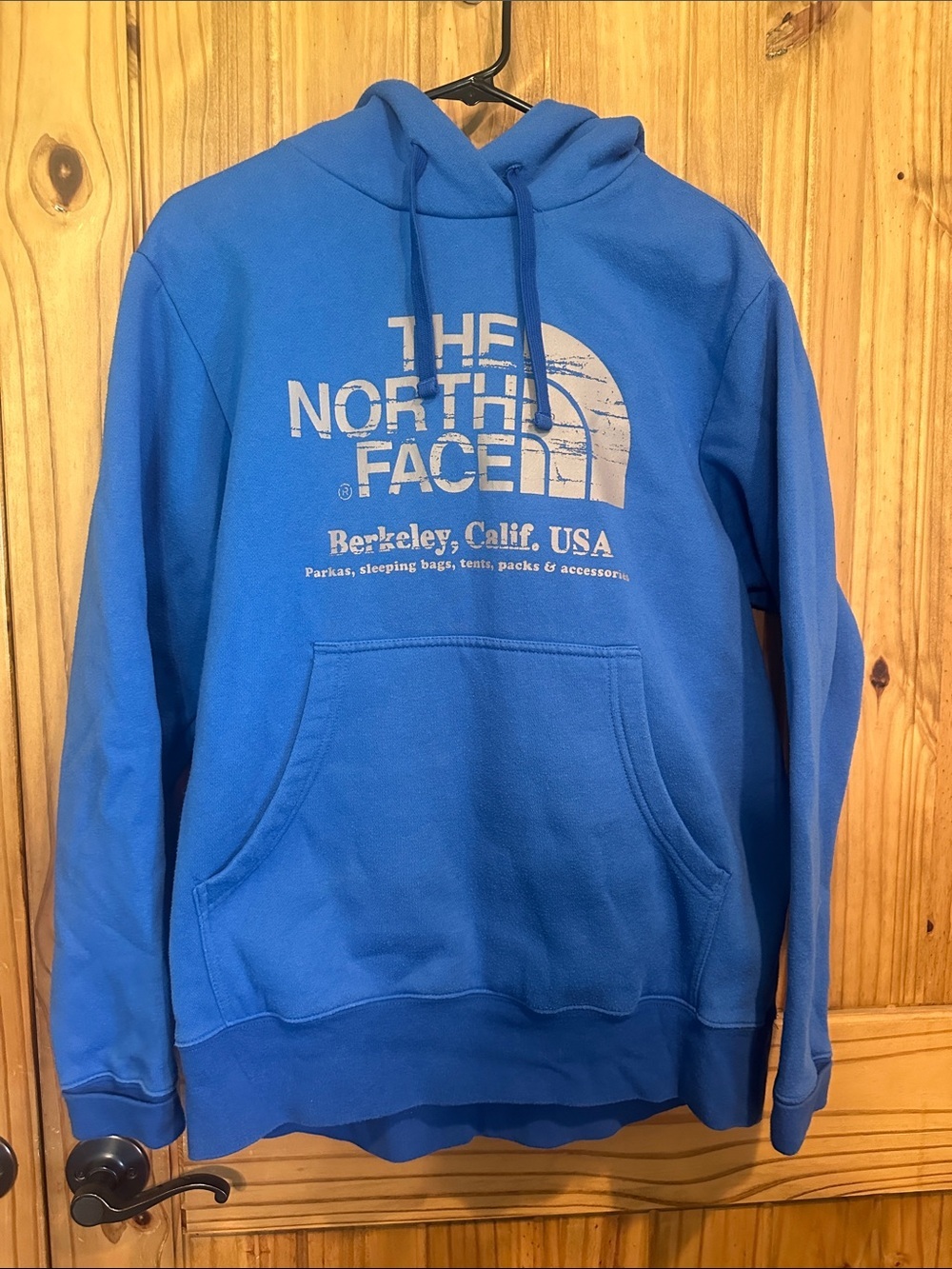 The North Face Blue Pullover Hoodie with White Logo